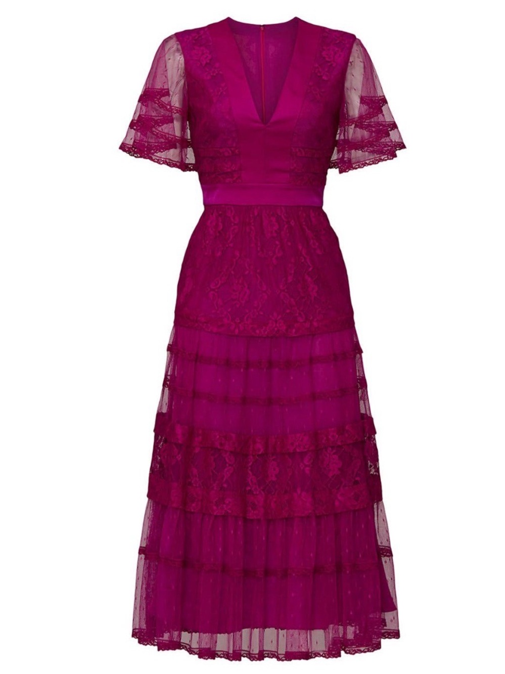 Temperley London Florence Short Sleeve Purple Lace Dress Size 12R